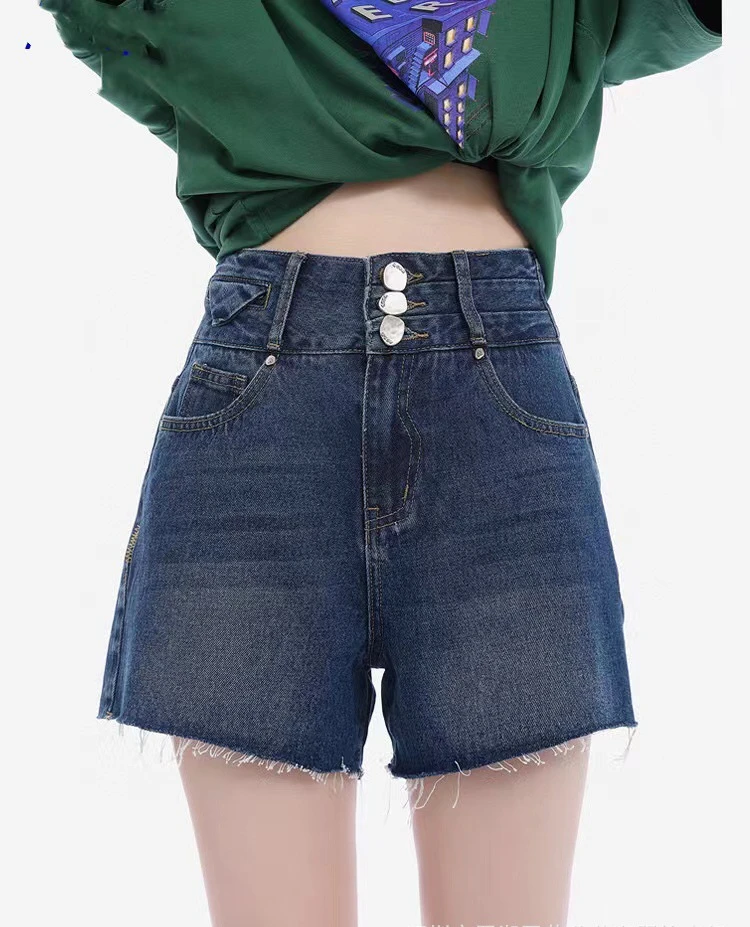 

22 New Summer Vintage Washed Raw Edge Design High Waist Thin Denim Shorts Women