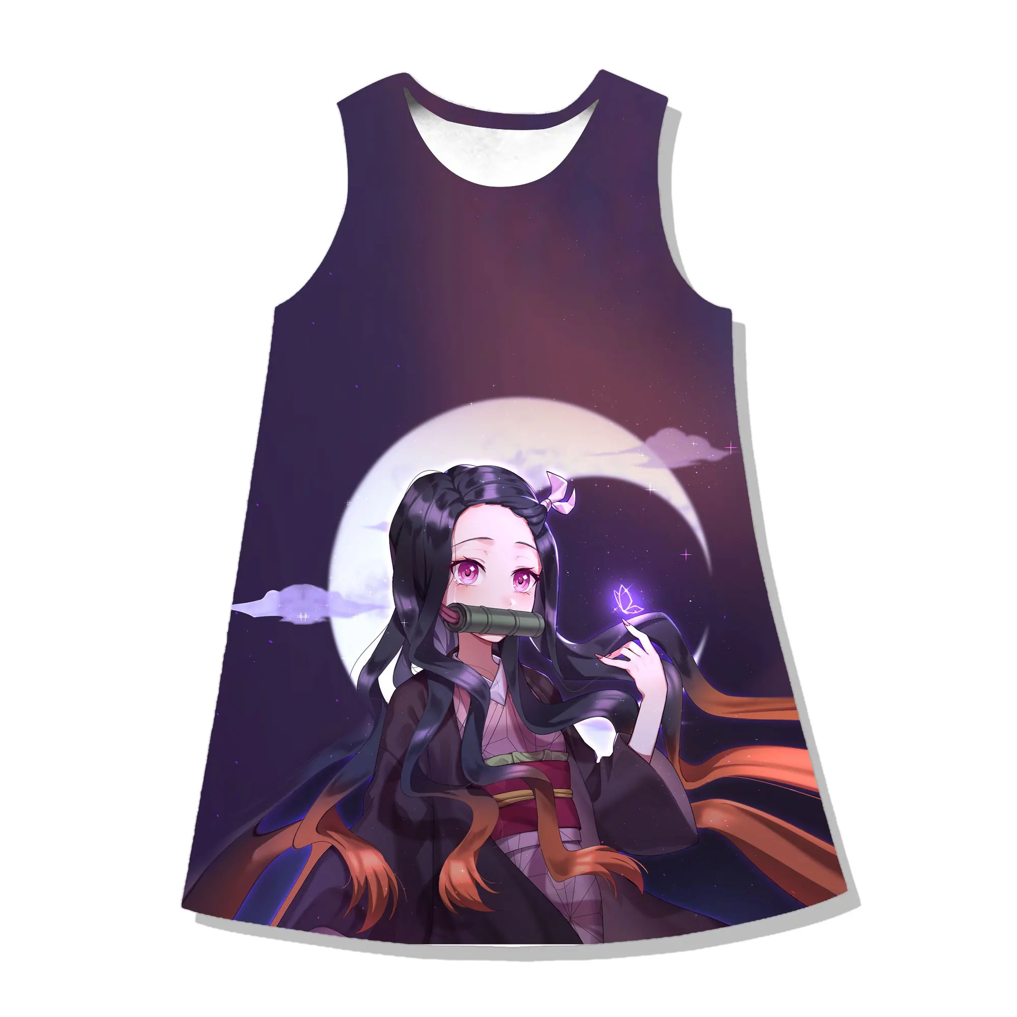 Demon Slayer Kamado Nezuko Dress Kimetsu No Yaiba Anime Dress Women Tanjirou Kamado Zenit Rengoku Clothing Female Tank Dress