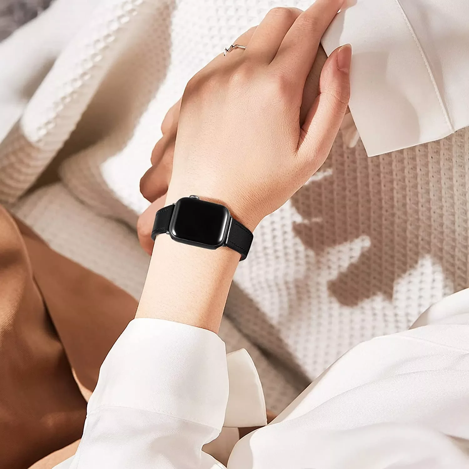 Compatible with Apple Watch Strap - Genuine Leather loop Straps Replacement Band for iWatch Strap Series 7/6/SE/5/4/3/2/1