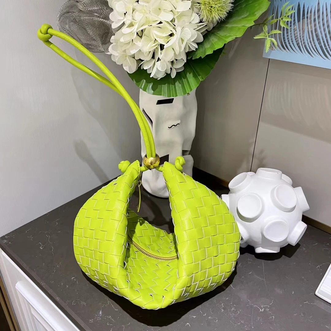 

New gold beads braided underarm women's bag crescent fashion