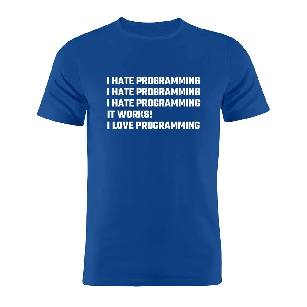 

100% Cotton Unisex T Shirt I Hate Programming I Love Programming Coder Developer Programmer Silhouette Artwork Gift Tee