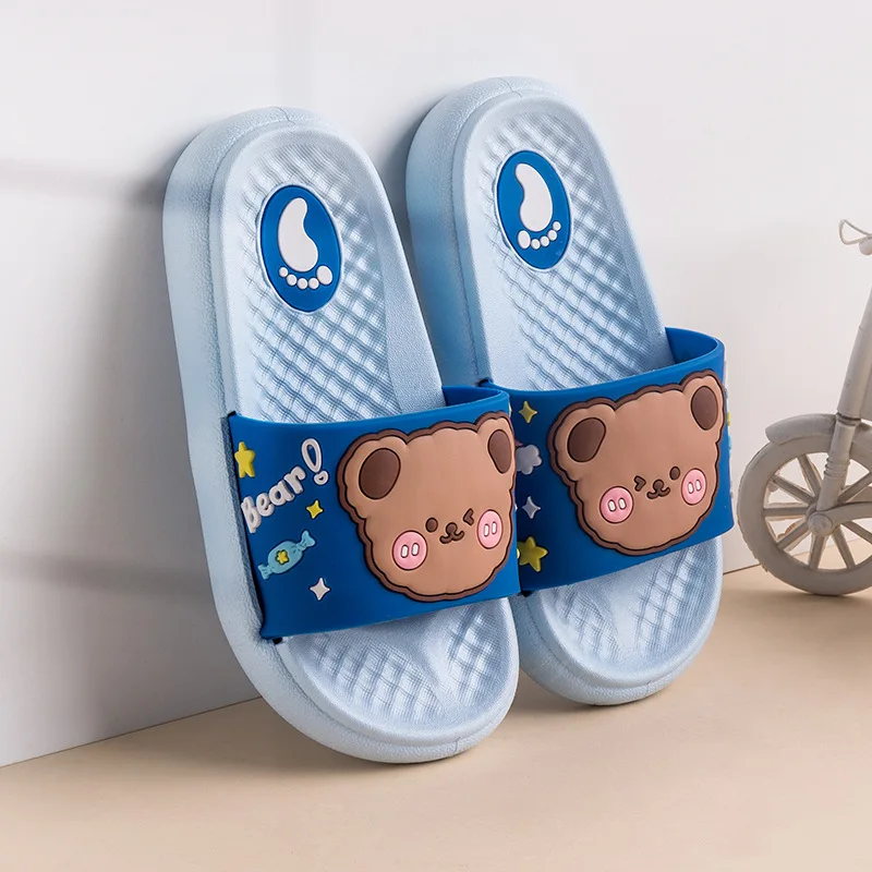 

Kids Blue Animal Cartoon PVC Slippers Hole Shoes Boys Beach Sandals Girls Home Slippers Childrens Baby Garden Shoes Soft Summer