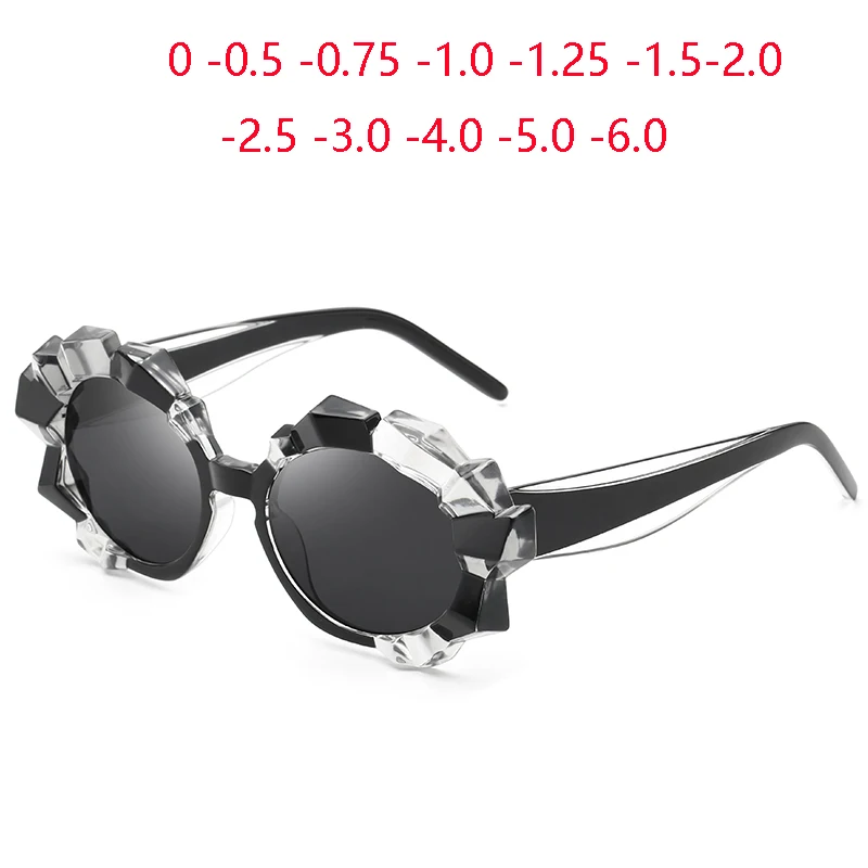 

0 -0.5 -0.75 To -6.0 Irregular Frame Oval Nearsighted Sunglasses Women Polarized Anti-Glare Myopic Prescription Spectacles 1711