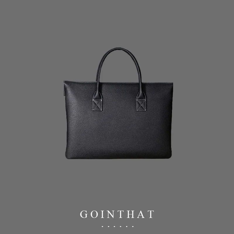 Genuine Leather Man Handbag Briefcase Large Capacity Business Laptop Sleeve Shoulder Messenger A4 Document Bag Casual Vintage