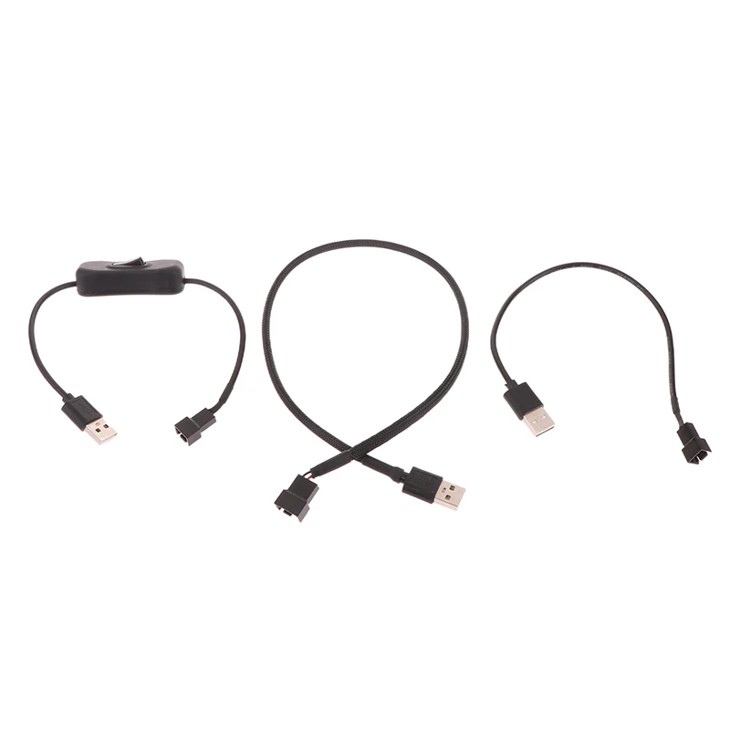 1PC Case Fan Adapter Connector Cable USB 2.0 A Male To 3-Pin PWM 5V Sleeved Power