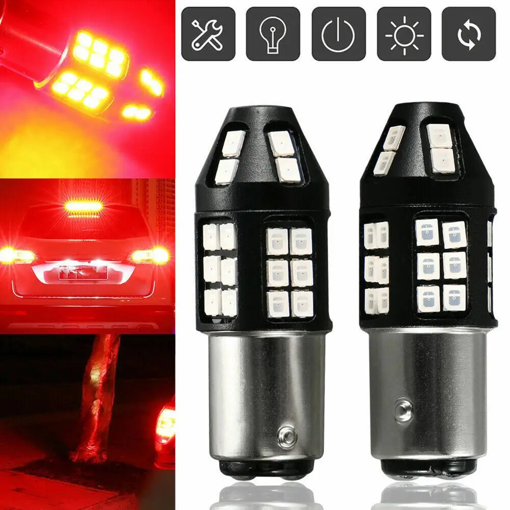 

2pcs Car Led Bulbs 1157 7507 7528 Strobe Flashing 5 Times Red Brake Blinking Warning Light Tail Stop Lamp