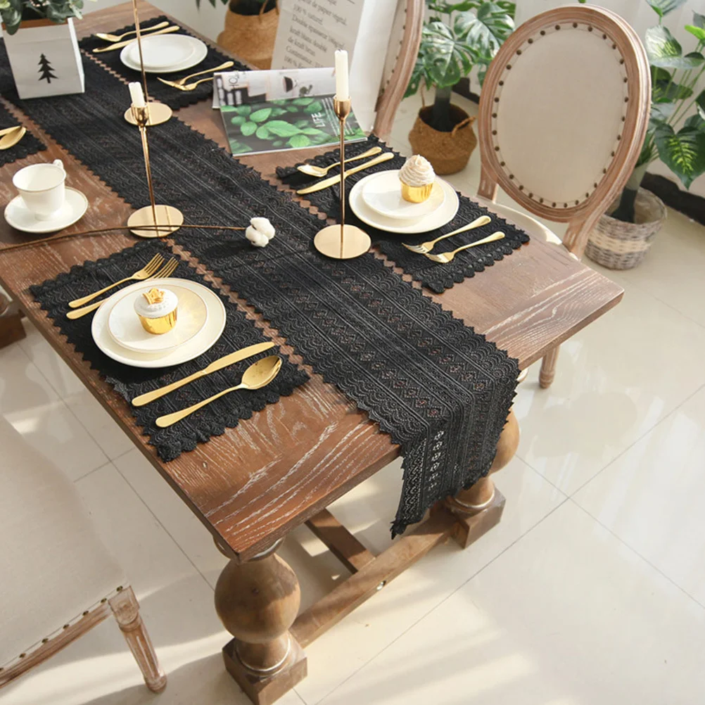 

2 Pcs Linen Placemats Flax Dish Mat Decorations Lace Table Runner Ghee Lace Decorative Lace Placemat Bride