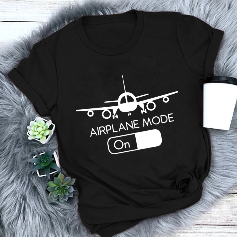 

Pilot Flying Airplane Mode Print T Shirt for Women Fashion Retro Vintage T-shirt Aesthetic Harajuku Tshirt Ullzang 90s T Shirts
