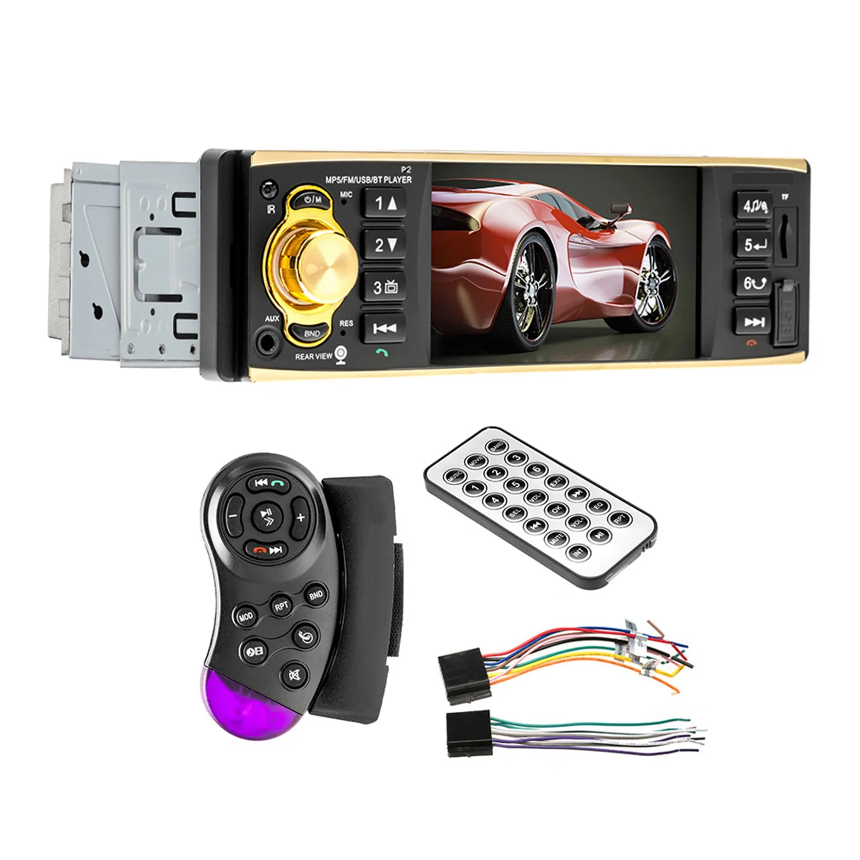 

Bluetooth 4.2 Audio Video MP5 Player Auto Parts TF USB Car Radio 1 Din 4.1 Inch ISO Remote 260,000 Color Screen