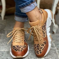 women leopard casual sport sneakers 2022 womens breathable slip on sport shoes elastic band ladies vulcanized platform shoes