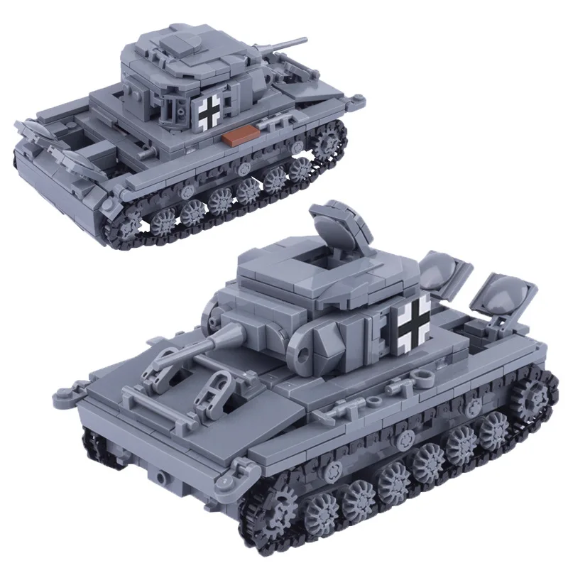 MOC World War II German Army Track Tank Model 4 Military Series Small Particle Building Block Boy Assembly Toy Birthday Gift