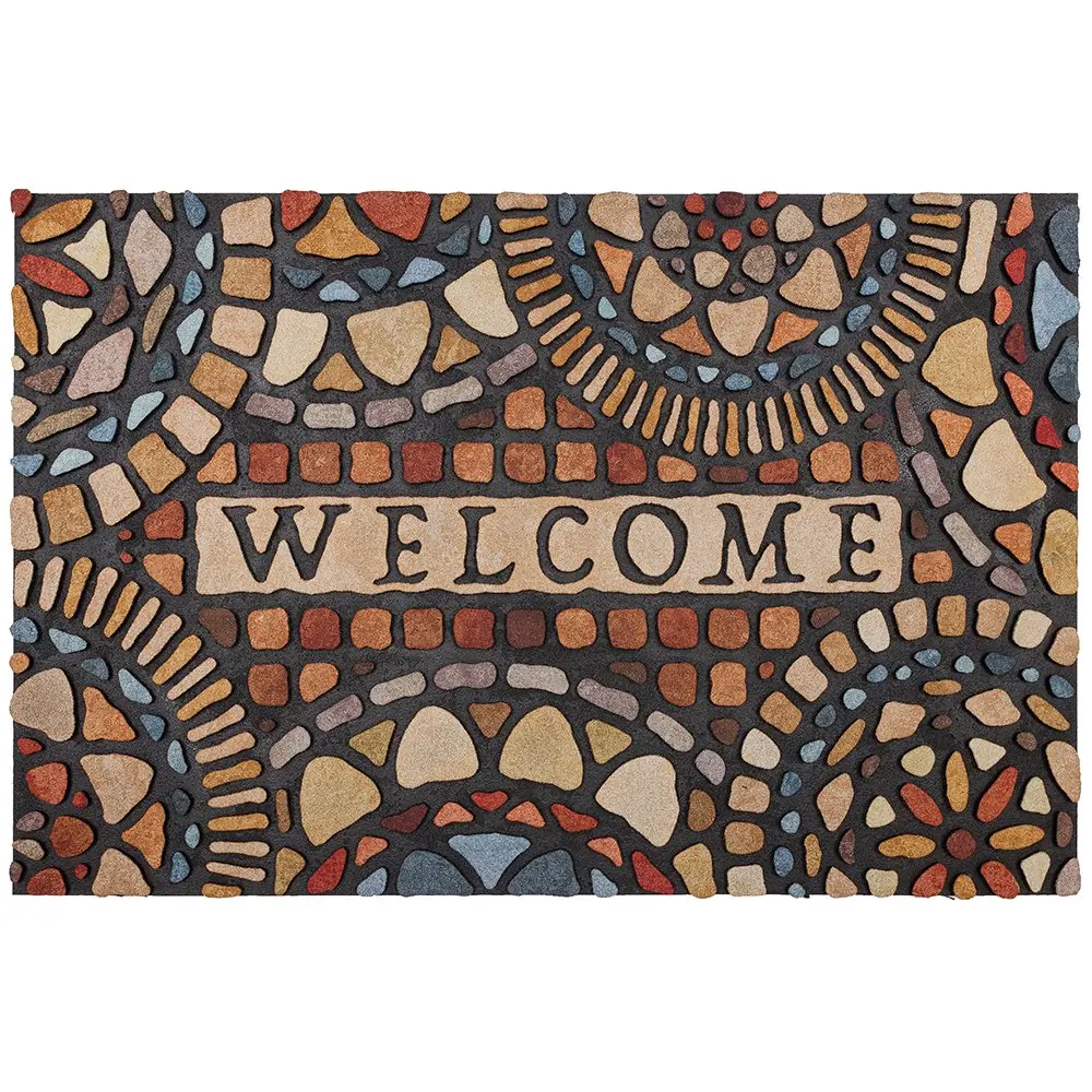 

Geometric Polyester Doormat in Multicolor, 23" x 35"