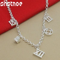 925 sterling silver roman numerals pendant 18 inch chain necklace for man women party engagement wedding fashion charm jewelry