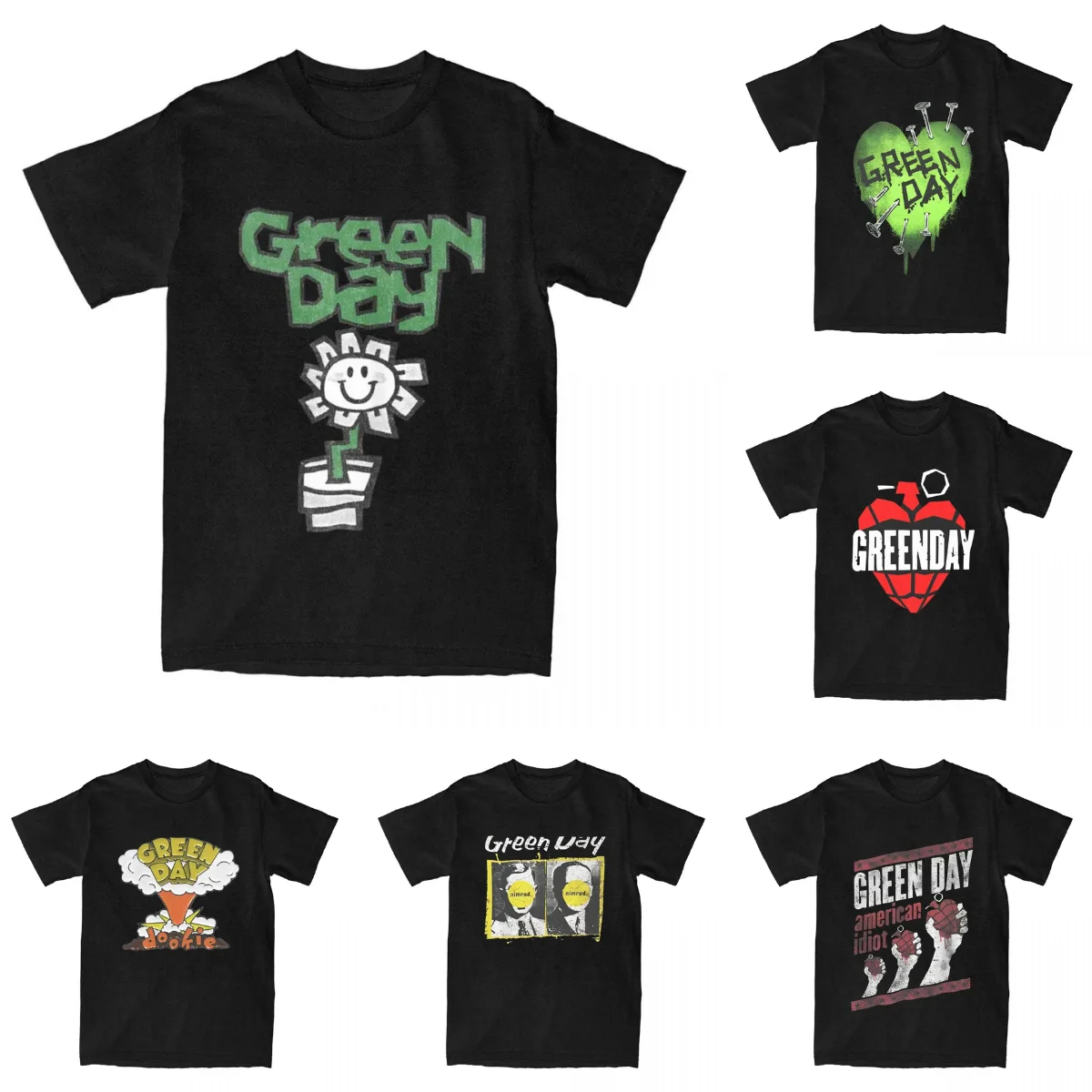 Футболка с цветочным принтом зелёного дня одежда из 100 хлопка летняя Винтажная