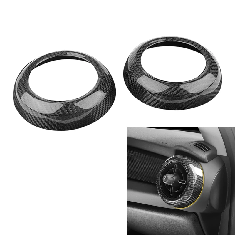Car Carbon Fiber Dashboard Side Air Vent Housing Outlet Frame Cover Trim For MINI Cooper S F55 F56 F57 2021 2022