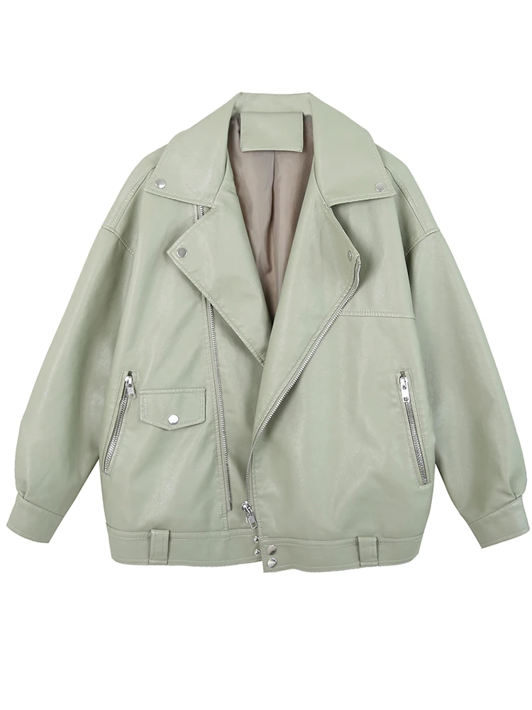 New Autumn Women Faux Leather Jacket Motorcycle Leather Jacket Black Loose Outwear Leather Jacket Women Jackets for Women