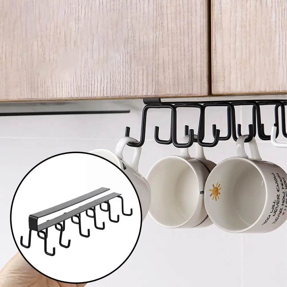

Doule Row 6 Hooks Bearing Free Of Punch Storage Iron Cap Hanging Paper Shelf Multifunction Shelves Kitchen Hanger X1z1