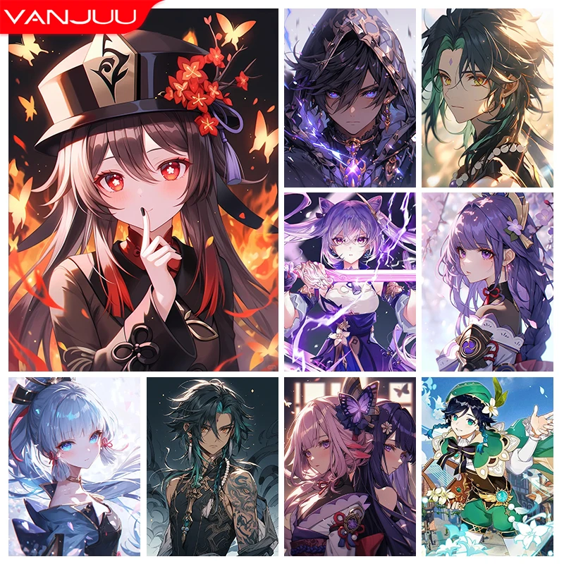 Genshin Impact Xiao 5D DIY комплект алмазной живописи Ху Тао Алмазная вышивка Yae Miko полная