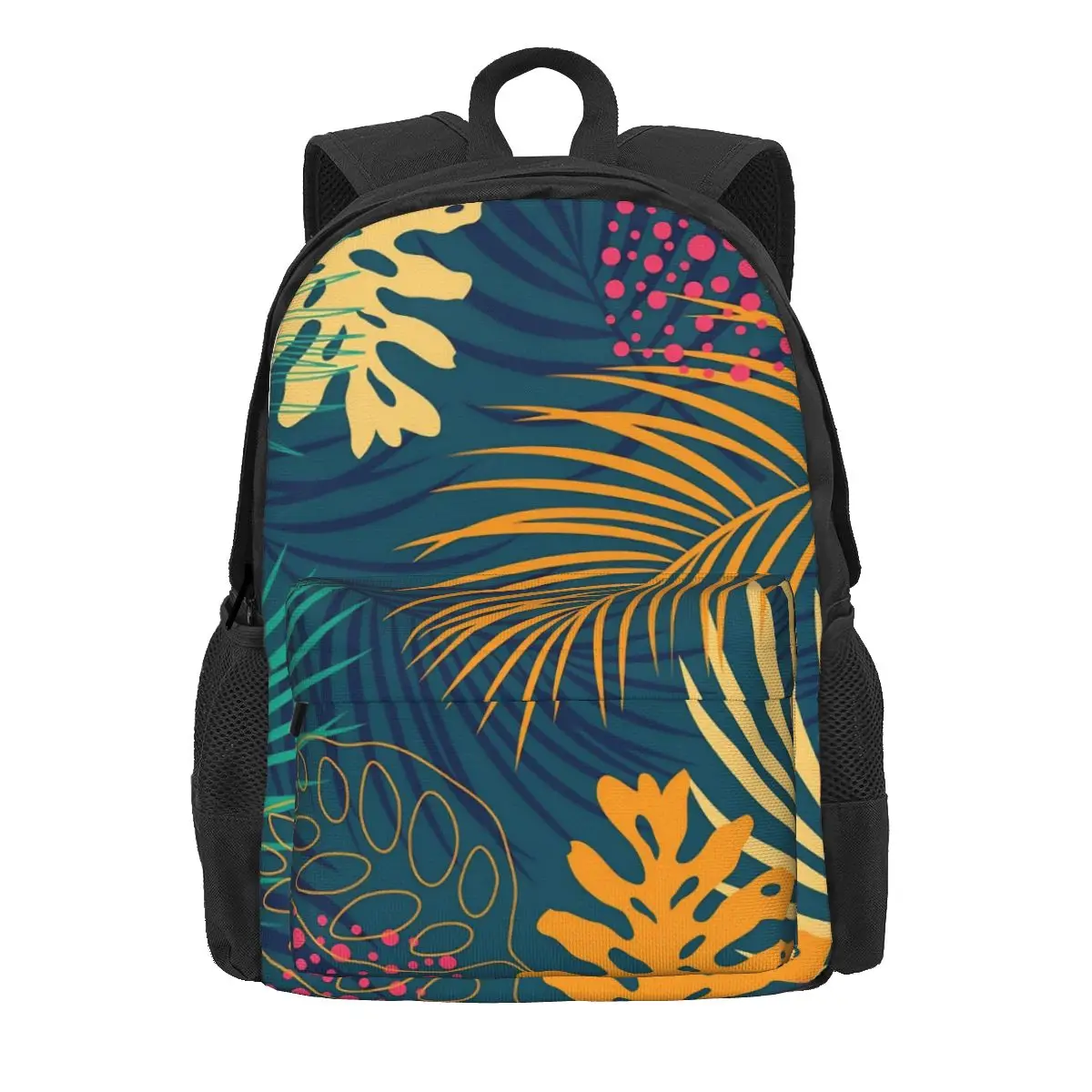 

Colorful Plants Backpack Student Leaves Print Big Backpacks Polyester Kawaii School Bags Outdoor Style Design Rucksack