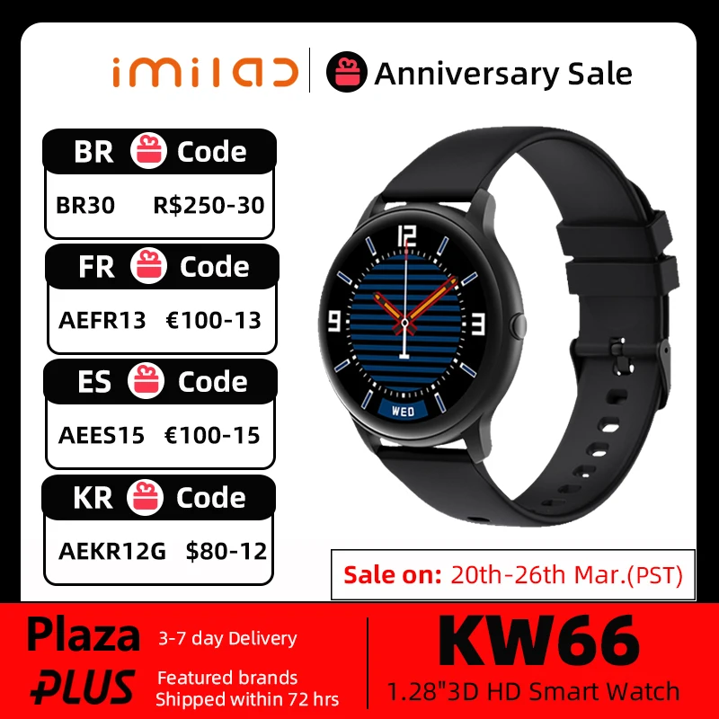 IMILAB KW66 Smart Watch Man Women Smartwatch Fitness Tracker Pedometer Heart Rate Monitor Sport Bracelet For Honor Huawei Xiaomi
