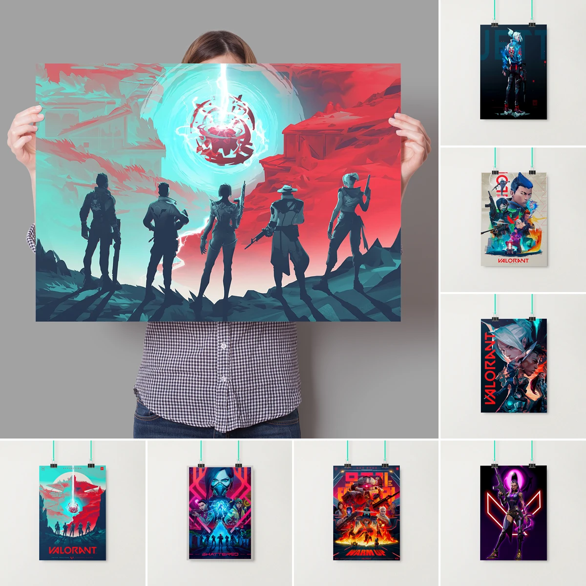 Аниме Онлайн-игра, Постер валоранта, неоновая Рейна Джетт, игровая Картина на холсте, настенное искусство, кавайное украшение для игровой комнаты, эстетический подарок