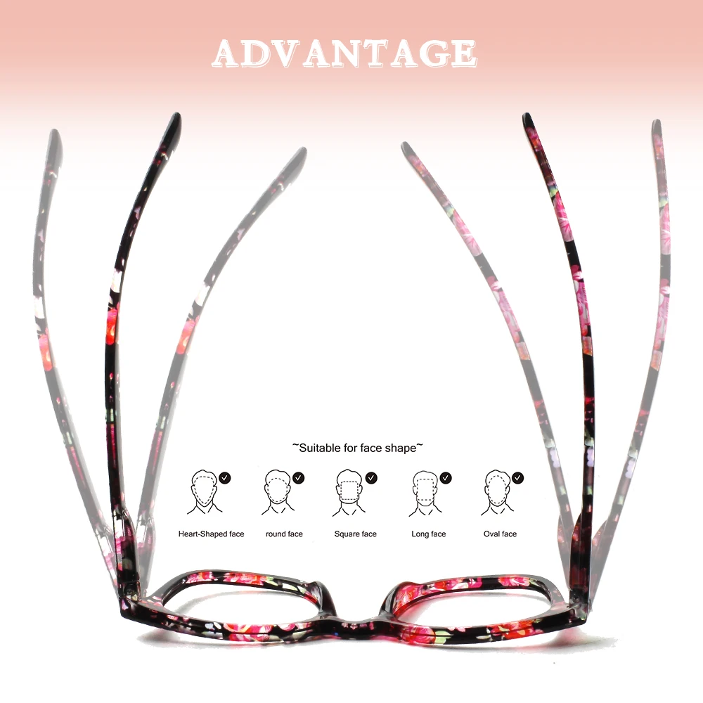 Anti Blue Light Reading Glasses For Women Men Spring Hinge Computer Presbyopia Eyewear Female Print Flower Frame 0~+4.0