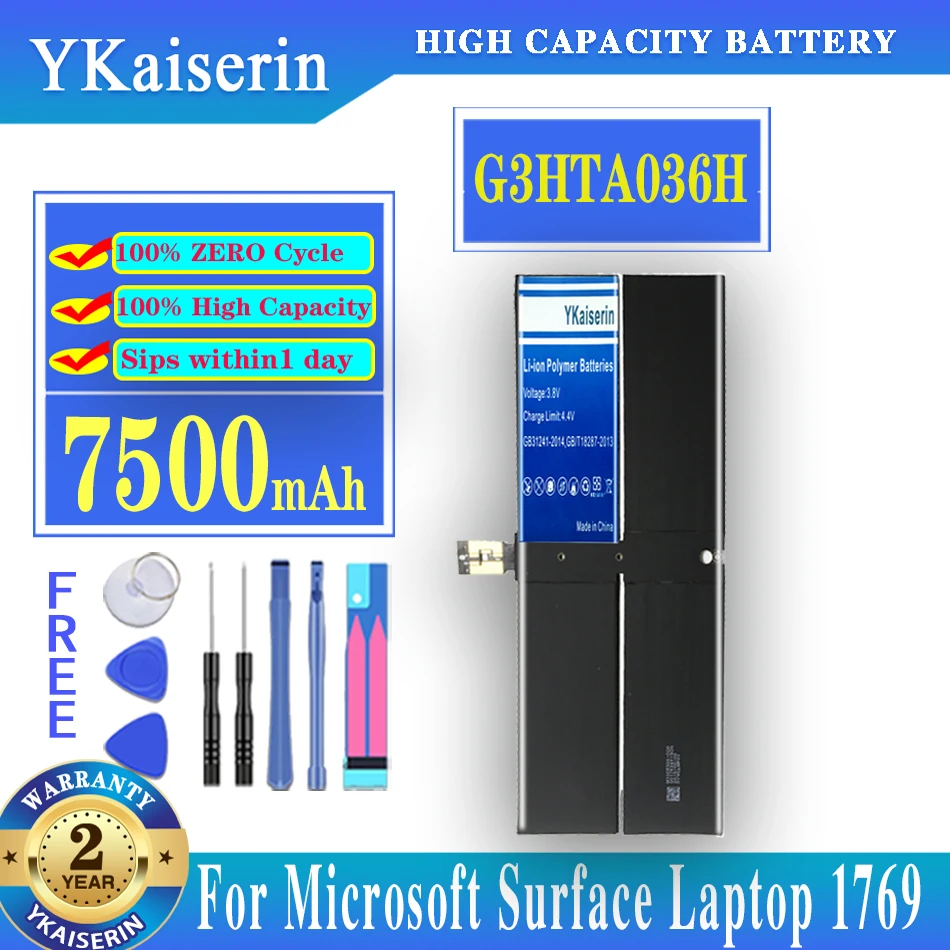 

YKaiserin 7500mAh Battery For Microsoft Surface Laptop 1769 G3HTA036H Batteries With Tools + Track Code