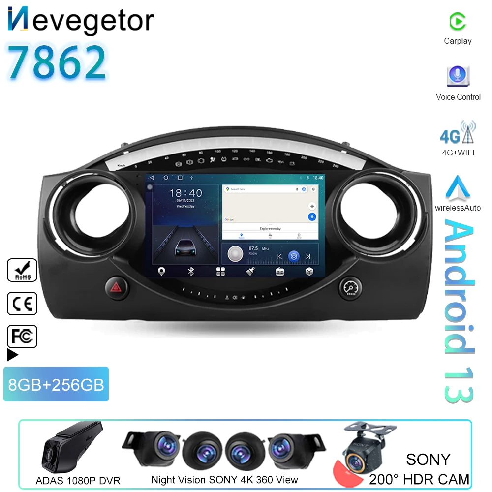 Автомагнитола на Android для BMW Mini Cooper S R50 R52 R53 2004 2005 2006 2007 мультимедийный