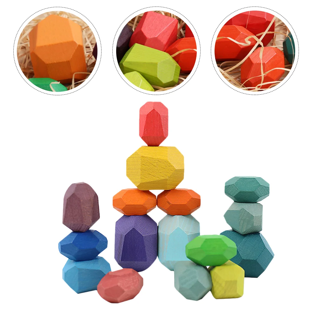 

16pcs Interesting Stacked Stones Wooden Stacking Toys Building Block Decorations
