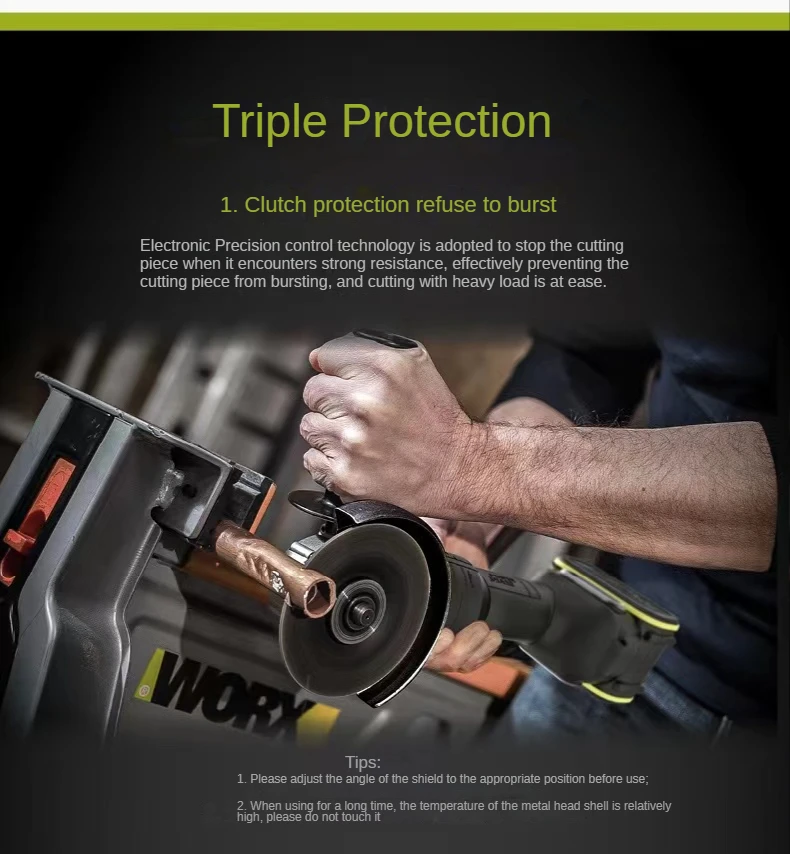 WORX профессиональная угловая шлифовальная машина WU808 с аккумулятором 20 в и