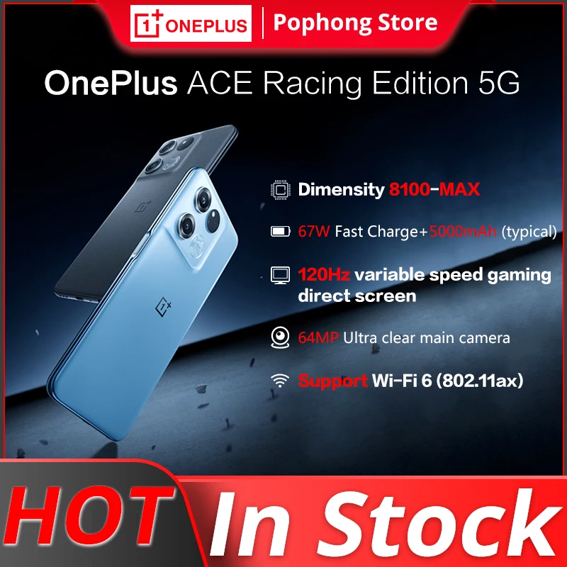 Cena OnePlus Ace Racing Edition 5G Telefony Komórkowe 6.59 Calowy Ekran 120Hz Dimensity 8100 MAX Octa Core 64MP Potrójne Kamery NFC 5000mAh Tanie OnePlus Ace Racing Edition 5G Telefony Komórkowe 6.59 Calowy Ekran 120Hz Dimensity 8100 MAX Octa Core 64MP Potrójne Kamery NFC 5000mAh