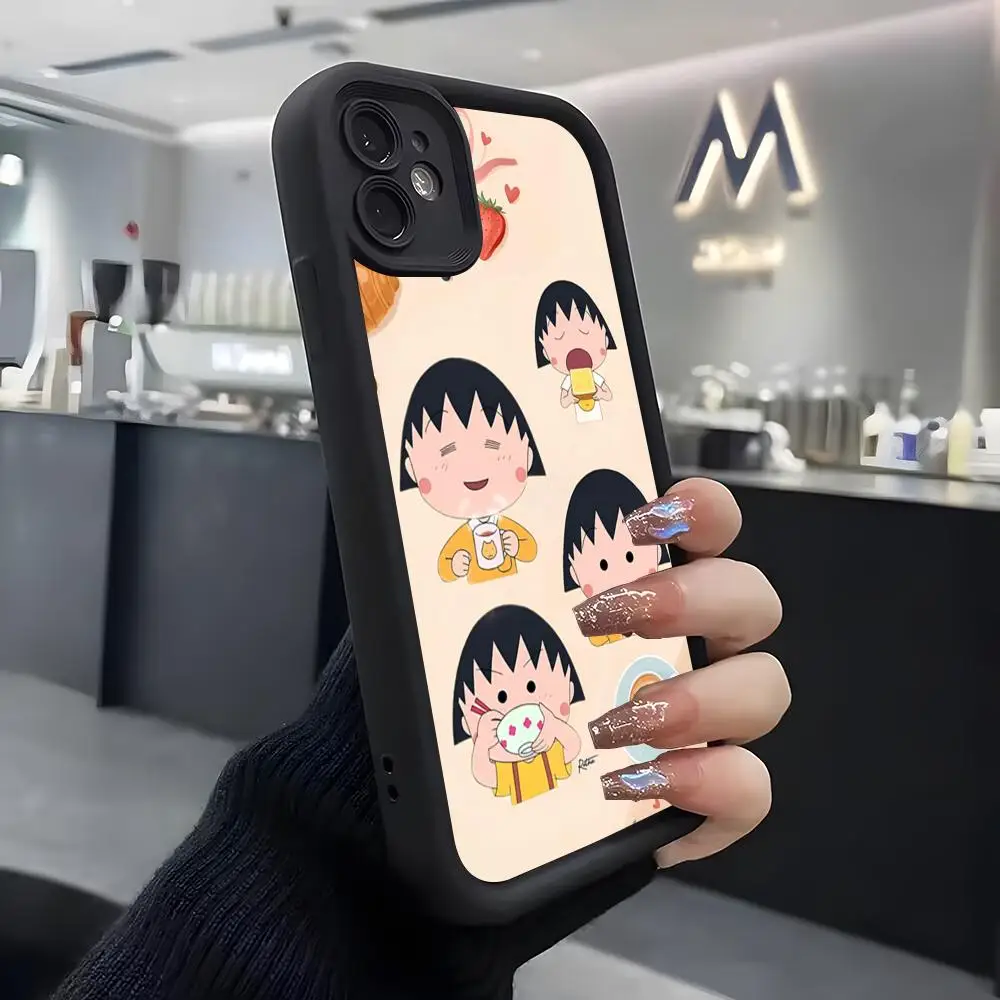 Фото Чехол для телефона C-Chibi M-Maruko-chan для IPhone Air 17 Pro Max 16 E 15 14 Pro Max 13 12 11 Mini Plus, мягкий силиконовый черный чехол №5