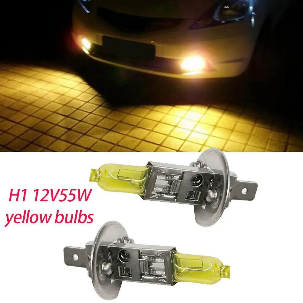 2PCS Yellow H1 H3 H4 H7 H8 H11 9005 9006 Halogen Bulb 12V 55W 3000K Quartz Glass Xenon Car HeadLight Auto Lamp Fog - купить по