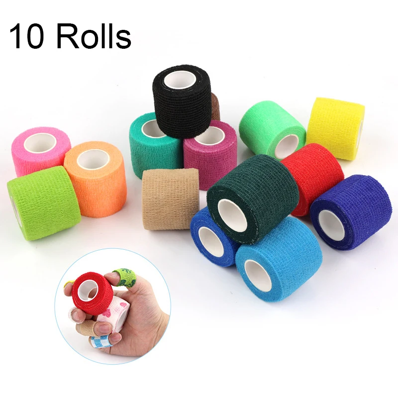 

10Rolls Self-adhesive Elastic Bandage 2.5/5/7.5cm*4.5m Breathable Sports Bandages For Fixing Finger Wrist Knee Ankle Joint Wound