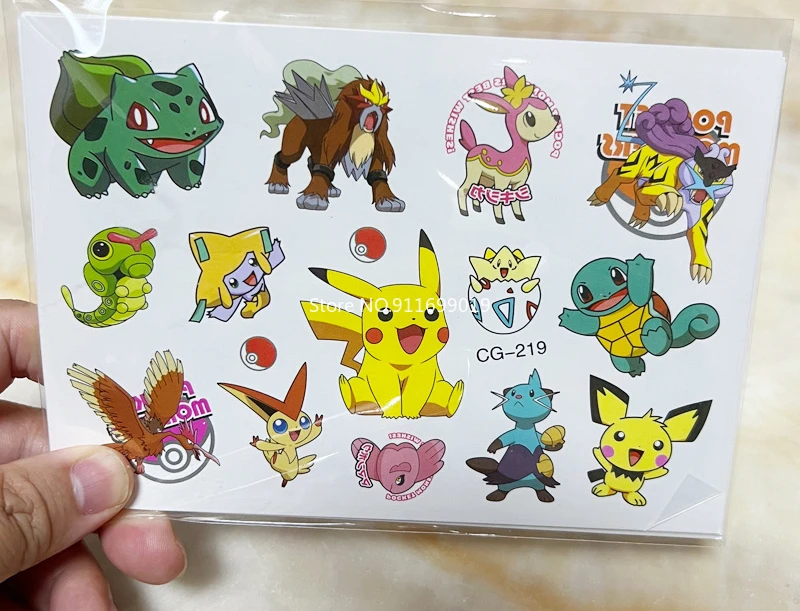 12 шт./компл. наклейки с татуировками Pokemon Детские экшн-фигурки Пикачу Мультяшные