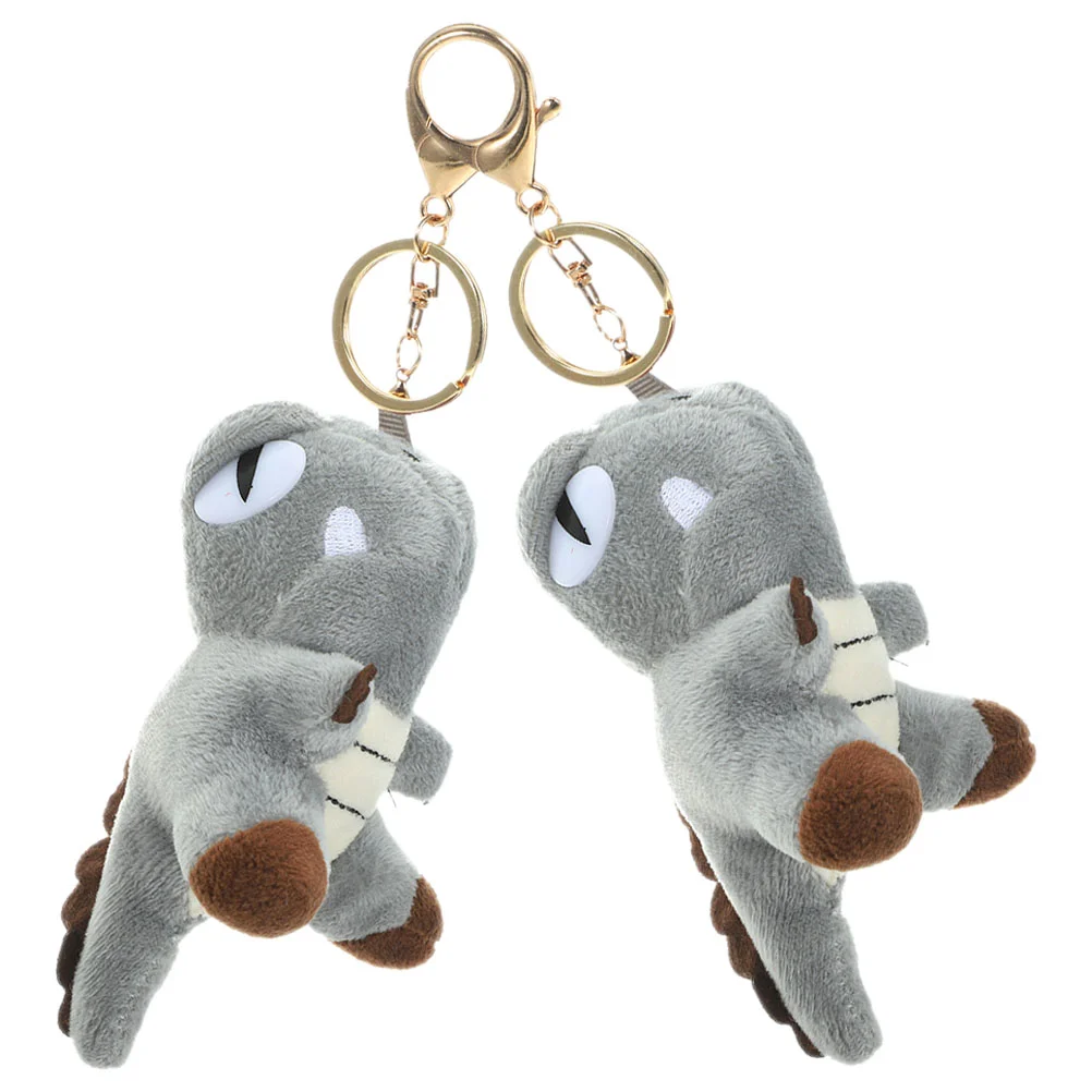 

2 Pcs Duckling Keychain Dinosaur Decoration Unique Keychains Keyring Holder Women Cartoon Keyrings Plush Pendant