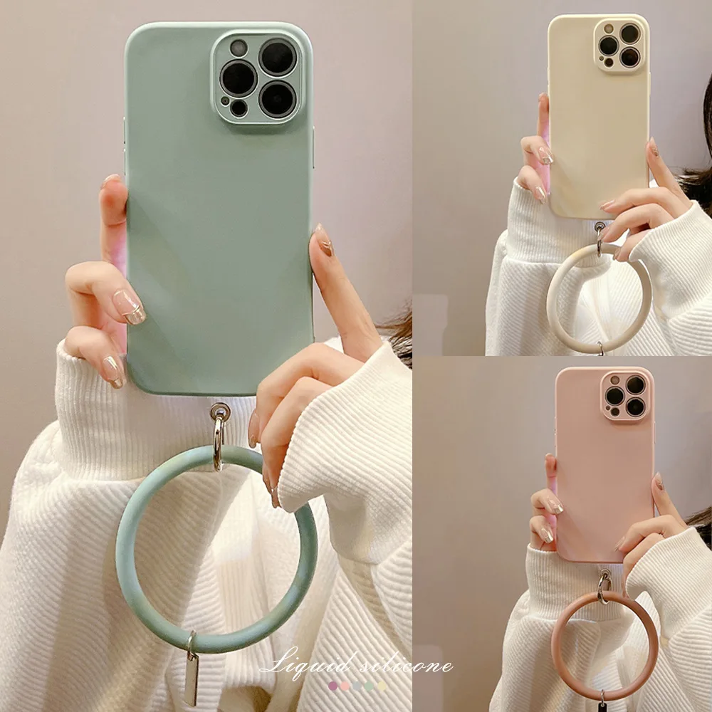 

Fashion Originality Ring Bracelet Soft Silicone Phone Case For IPhone 13 12 Pro Max XR Xs 11 7 8 Plus Lens Shockproof Back Cover