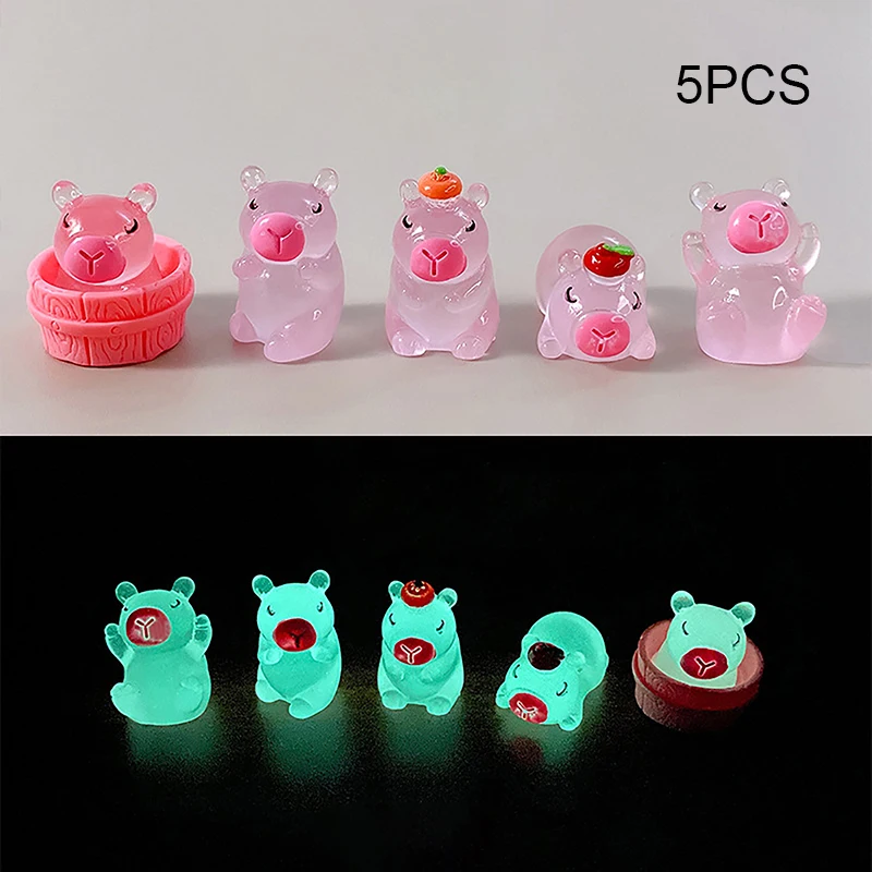5 шт. декор из смолы мини-светящиеся украшения в виде животных крошечные животные