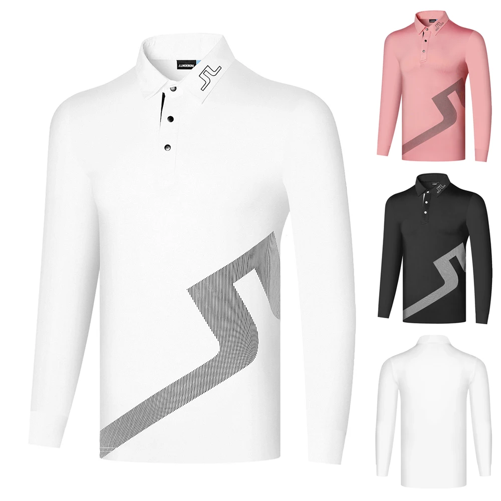 Golf Apparel JL Men's Sports and Leisure Outdoor Breathable Quick-Drying Anti-Shrink T-Shirt Polo Top High Quality Long Sleeves