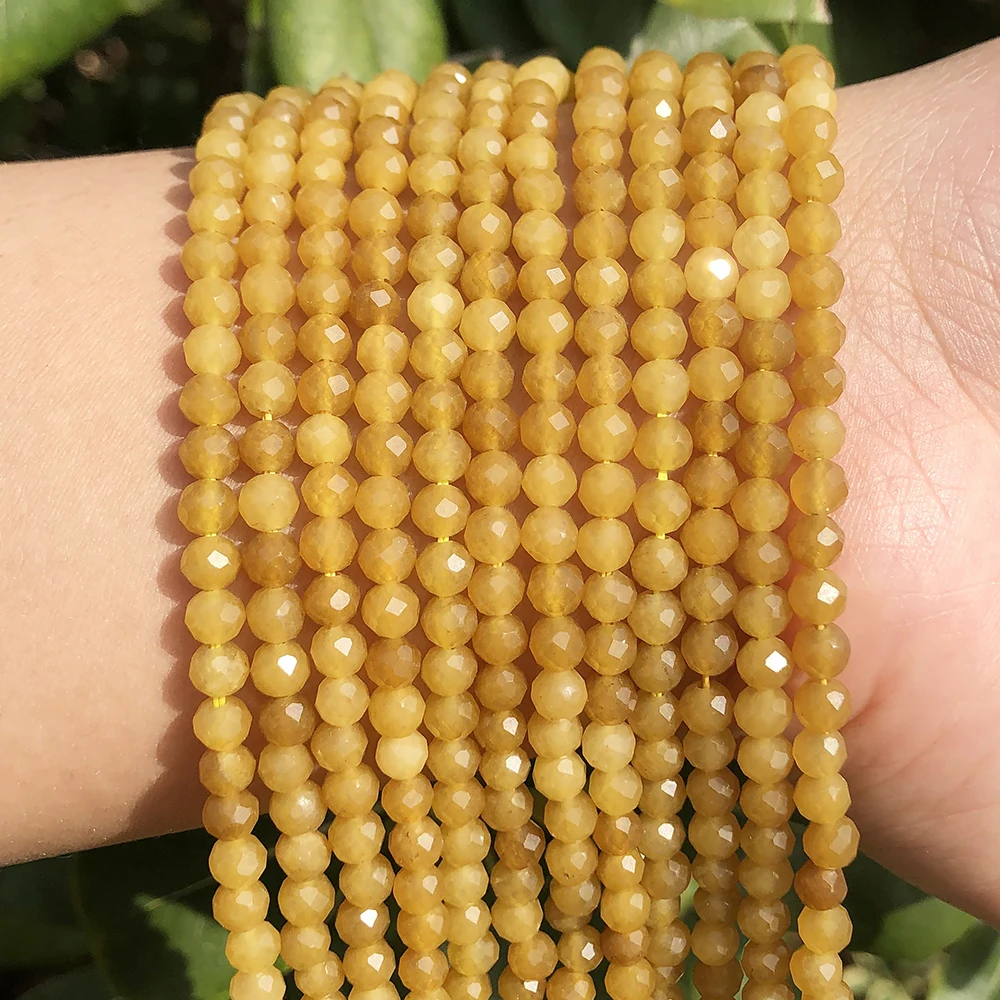 

Natural Stone Beads 2 3 4mm Faceted Citrine Topaz Loose Spacer Beads for Jewelry Making DIY Bracelet Earrings Accessories 15''