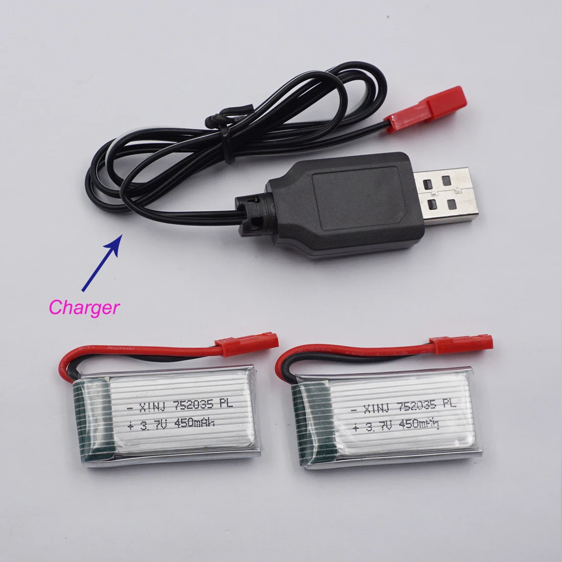 

Перезаряжаемый литий-ионный аккумулятор 3,7 в 450 мАч 25C, литий-полимерный разъем JST 752035 для дрона квадрокоптера X4H107 MJXF47 DFDF180 RC, 2 шт.