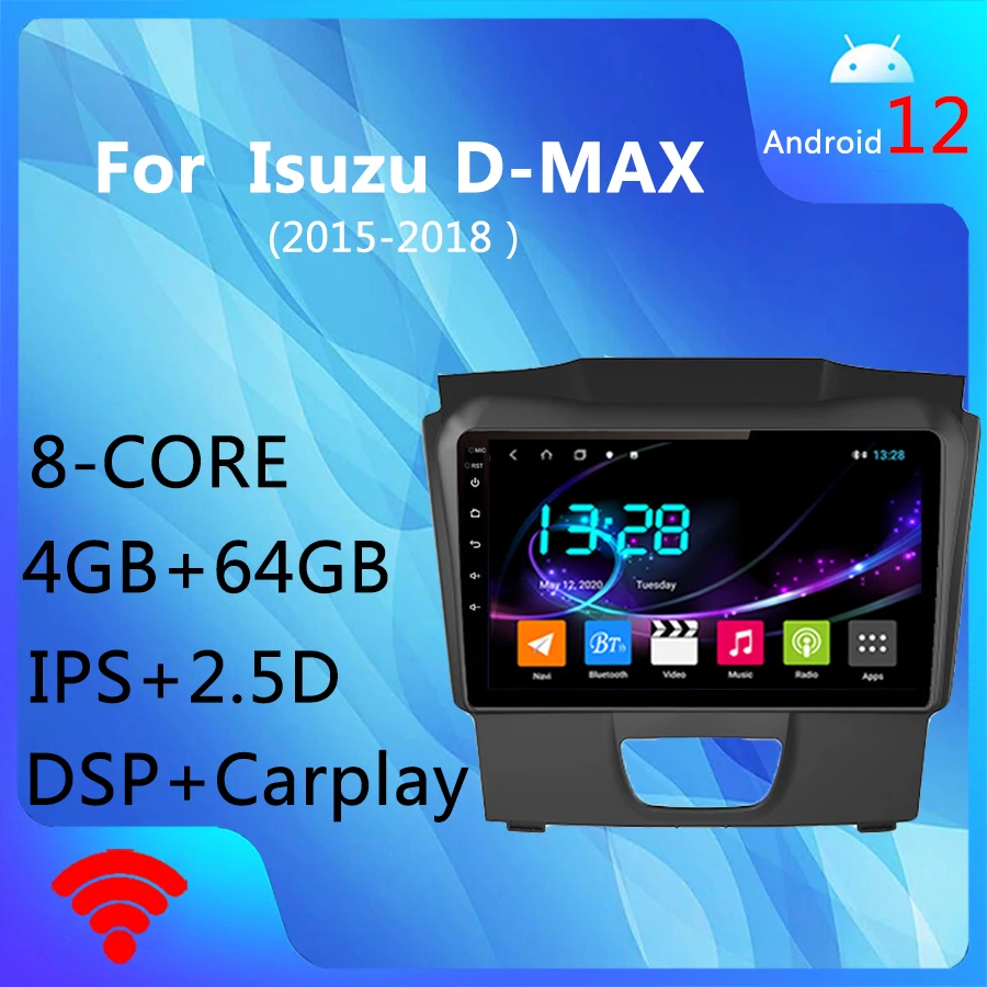 

Wanqi 8 ядер 4 + 64 Гб Android12.0 Carplay DSP RDS GPS навигация автомобильный Радио медиаплеер для Isuzu D-MAX DMAX 2015-2018 S10