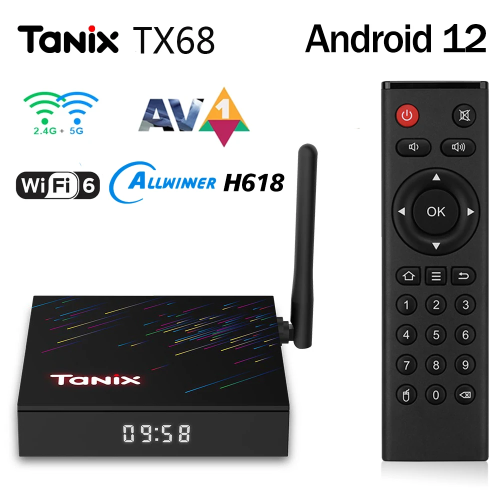 ТВ-приставка TANIX TX68 Android 12 TV BOX Allwinner H618 4 ГБ 32 Wi-Fi6 2 4G 5 8G Dual Wi-Fi Smart Set Top Box AV1 BT5.0 6K