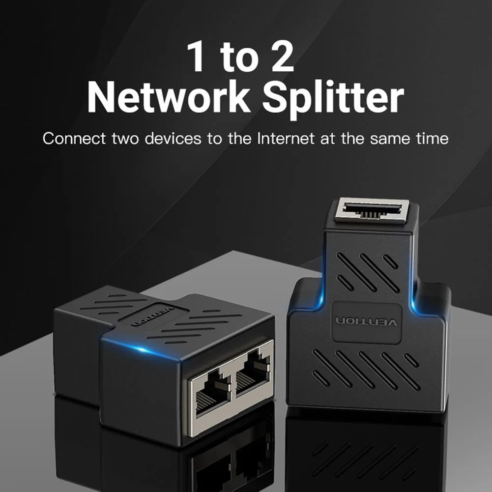 

Vention RJ45 Splitter Connector Adapter 1 to 2 Ways Ethernet Splitter Coupler Contact Modular Plug Connect Laptop Ethernet Cable
