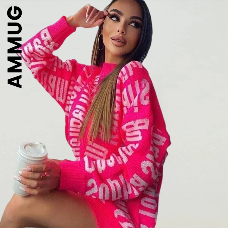 

Ammug Women Dress Fashion Temperament Knitted O Neck Long Sleeve Dress Harajuku Women's Dress Soft Girl Clothing Vestidos Female