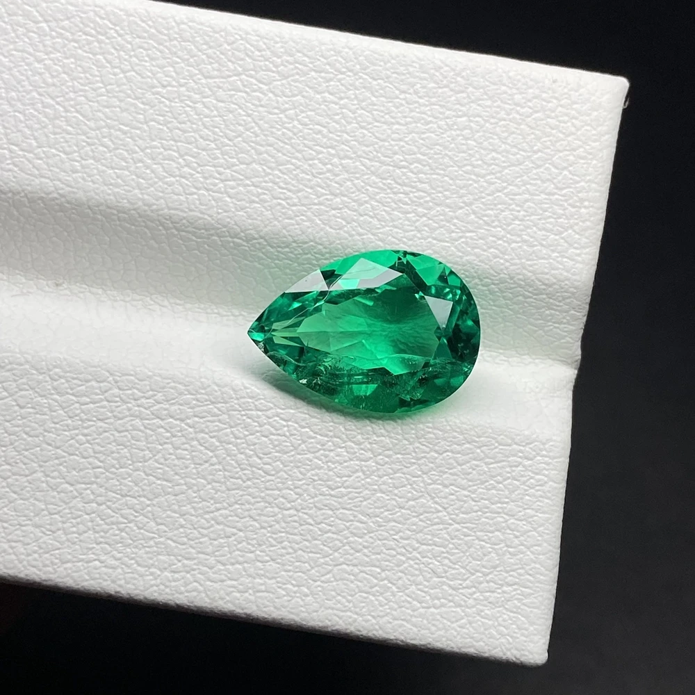 

Pear Shape Big Size 10x15mm 5 Carat Lab Created Hydrothermal Columbian Green Emerald Stone Pendant Jewelry Gmestone