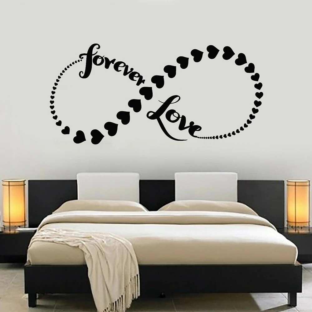 Vinyl Wall Decal Love Forever Heart Infinity Symbol Romance Wall Stickers Couple room Decoration Mural Removable Decals A486