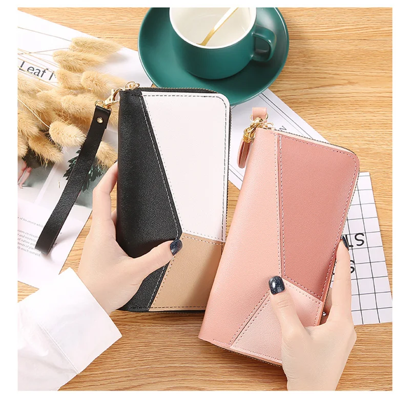 

Long Wallet Women Clutch Bag Large Capacity Zipper Coin Purse PU Leather Moneybag Cards Holder Wallet