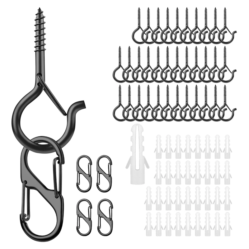

Ceiling Hooks Heavy Duty, 35Pcs Screw Hooks With 5 Spring Hanging Buckles Set, Q-Hanger Hooks For Indoor Outdoor