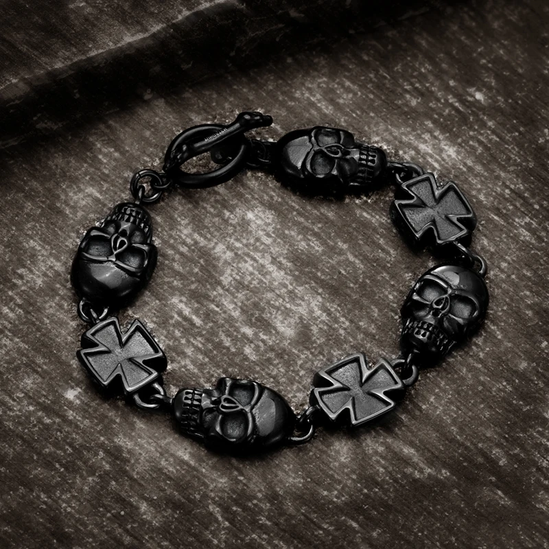 

Мужской трендовый браслет в стиле панк, крест, Череп, мужская мода, готика, Гламур Вечерние вечеринка, цепочка для рук, ювелирные изделия, акс...